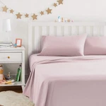 Amazon Basics Kid's Soft, Breathable Microfiber 4-PIECE Full, Light Pink. Fixed Price $31.99.