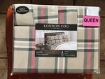 6-PC London Fog Queen Size Plaid Sheet Set Brown Red (2 Extra Pcs). Fixed Price $65.00.