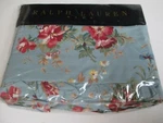 New Ralph Lauren Cottage Shabby Yvette Blue Floral Ruffled Flat Sheet - Queen. Fixed Price $249.99.