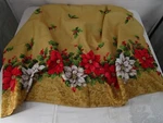 Holiday Tablecloth Holly & Ivy , Poinsettia Christmas 100% Polyester 60 X80. Fixed Price $15.00.