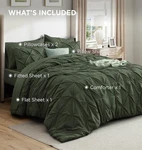 Bedsure 7 Pcs Solid Diamond Pintuck Beige Comforter Sheets Bedding Set. Fixed Price $57.99.