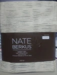New Nate Berkus 100% Cotton 300TC Queen Size Sheet Set Papyrus Expresso Dash. Fixed Price $44.95.