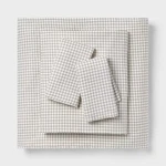 Queen Cotton Blend Sateen Sheet Set Ivory Micro Grid - Room Essentials. Fixed Price $15.99.