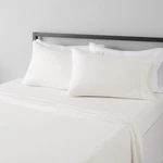 Amazon Basics 4 Piece Deluxe Microfiber Bed Sheets Queen Size, Solid - Cream. Fixed Price $27.49.