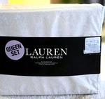 Lauren Ralph Queen Sheet Set Beige Medallion Damask 100% Cotton 4 Piece. Fixed Price $94.99.