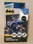 Dc Batman 3 Piece Twin Bedding Set Microfiber Sheets + Pillow Case - New. Fixed Price $20.00.