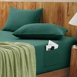 3PCS Extra Deep Pocket Full Fitted Sheet With 2 Pillow Cases Set, Dark Green .... Fixed Price $25.04.