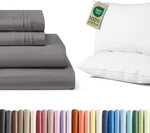 Luxury King Size 4-PIECE Sheet Set & 2 Cotton Bed Pillows. Fixed Price $122.99.
