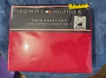 New Sealed Tommy Hilfiger Twin Sheet Set 100% Cotton Jersey Red (for Dorm Room). Fixed Price $34.50.