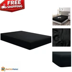 Elegant Solid Black Fitted Sheet Queen Size - Durable Microfiber Comfort. Fixed Price $23.79.