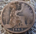 1865 Victorian Bun/young Head One Penny Queen Coin See Pics Z 1128. Fixed Price $6.71.