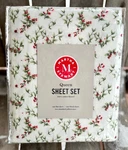 Martha Stewart Queen Size Holly Toss Cotton Flannel Sheet Set Warm Toasty. Fixed Price $85.00.