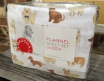 Martha Stewart For Macy's "show Dogs" Queen Size 100% Cotton Flannel Sheet Set. Fixed Price $69.99.