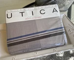 Vintage Utica J.p. Stevens Full Fitted Sheet Bond Street Blue Brown Stripe 1987. Fixed Price $10.00.