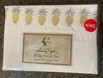 Panama Jack Embroidered Pineapple Sheet Set 1FIT 1FLAT 2KING Pillow Nip. Fixed Price $99.95.