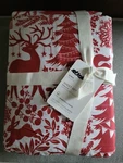 Pottery Barn Nordic Christmas Deer Tree Organic Cotton King Sheet Set Red. Fixed Price $199.00.