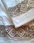 2 Vtg Natori Standard Pillow Cases / Shams 3" Brown Embroidered Band. Fixed Price $29.95.