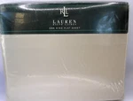 Lauren Ralph King Sheet Flat Homespun Beige 100% Cotton. Fixed Price $65.00.