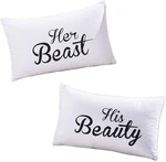His Hers Couples PILLOWCASES,2PCS Beast And Beauty Case,cute. Fixed Price $21.59.