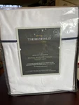 Threshold Signature Hotel Border Frame Sheet Set Full White W/ Indigo Trim. Fixed Price $59.99.