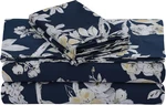 Luxury King Bed Sheet Set, 300 Tc Cotton Sateen, Floral Print, Navy Blue. Fixed Price $79.99.