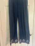 Bombay Paisley Navy Blue Embroidered Wide Leg Cotton Linen Pants Size Xl. Fixed Price $48.00.