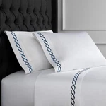 Melange Home Sateen Cotton Rope Embroidery Stripe, King Sheet Set, Navy White. Fixed Price $170.94.
