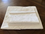 Vintage Italian White Cotton Hand Embroidered 104"X95" Flat Sheet & 2 Pillowcase. Fixed Price $115.00.
