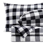 Bedelite Flannel Sheets Size Set, Luxury Queen, Plaid - Black/white. Fixed Price $66.73.