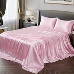 Pink Satin Queen Size Silky Soft Bed Set Deep Pocket Vonty. Fixed Price $43.99.