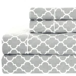 Royal Hotel Bedding Meridian Gray And White Brushed Sateen Cotton Sheets, 4PC.... Fixed Price $167.22.