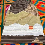 Twin 1979 Jp Stevens Tastemaker Sunrise Sunset Mountains Fitted Sheet Brown 80S. Fixed Price $25.00.