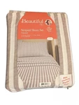 Beautiful By Drew Barrymore Natural Stripe Full Sheet Set 100% Cotton 4PC. Fixed Price $42.00.