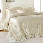 Elegant Satin King Comforter Set With Ruffled Sheets - 8 Pieces Luxury Bedding. Fixed Price $166.99.