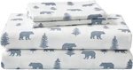 Eddie Bauer - Sheets, Cotton Flannel Queen, Bears And Trees Blue/ivory. Fixed Price $65.90.