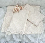 Yves Delorme Queen Flat Sheet & 2 Shams Peach White Modern Scalloped Embroidered. Fixed Price $104.25.