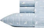 Eddie Bauer King Size Birch Forest Cotton Flannel Sheet Set Light Blue/ivory. Fixed Price $88.00.