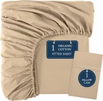 Queen Fitted Sheet & 2 Pillowcases, 100% Organic Cotton, Percale Weave, Soft B. Fixed Price $57.99.