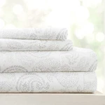 Linen Market 4 Piece Sheet Set (gray Queen, Coarse Paisley Light. Fixed Price $39.73.