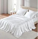 Madison Park White 100 Percent Polyester Satin Sheet Set, Queen Size - 6 Piece. Fixed Price $40.00.