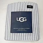 Ugg Devon Chambray Twin Sheet Set (flat, Fitted, Case) Charcoal/white Stripe New. Fixed Price $19.99.