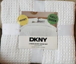 Dkny 3-PIECE Full/queen White Waffle Textured Duvet Cover + 2 Shams New Nip. Fixed Price $75.00.