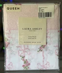 Laura Ashley Shabby Pink Roses Ribbons Bows Cotton Percale Sheet Set Queen. Fixed Price $89.99.