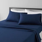 Amazonbasics Ss-nbl-qn Microfiber Queen Size Sheet Set Navy Blue. Fixed Price $37.50.