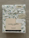 New 4PC Laura Ashley King Sheet Set Cottage Rosebuddies Blue Green & White. Fixed Price $77.99.