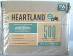 Heartland 500 Thread 100% Cotton Twin Sheet Set Khakhi, Sateen Weave, New. Fixed Price $81.99.