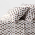 Queen Sheet Set Organic Cotton Percale Block Print- Threshold Designed. Fixed Price $89.99.
