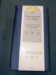 Full 400 Thread Count Performance Flat Sheet Metallic Blue - Threshold: Cotton. Fixed Price $12.00.