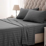 Sleep Zone Striped Cooling Sheets Set Size - Fitted King, Grey. Fixed Price $42.99.