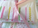Pottery Barn Kids White Twin Flat Sheet 4" Ribbon Ric Rac Green Yellow Pink Trim. Fixed Price $21.99.